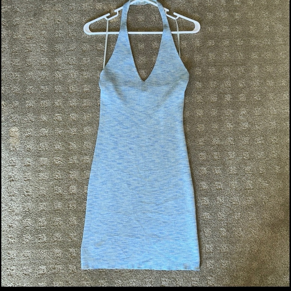 BP Nordstrom Ribbed Halter Dress in Blue Spring Spacedye